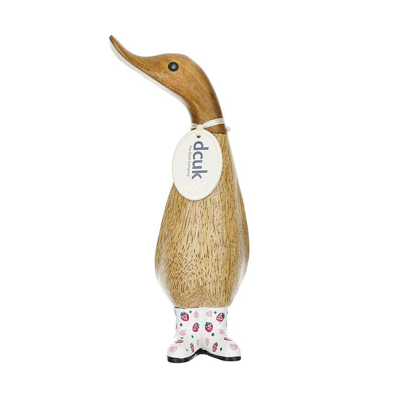 DCUK Ornaments Natural Wooden Duckling - Strawberry Boots