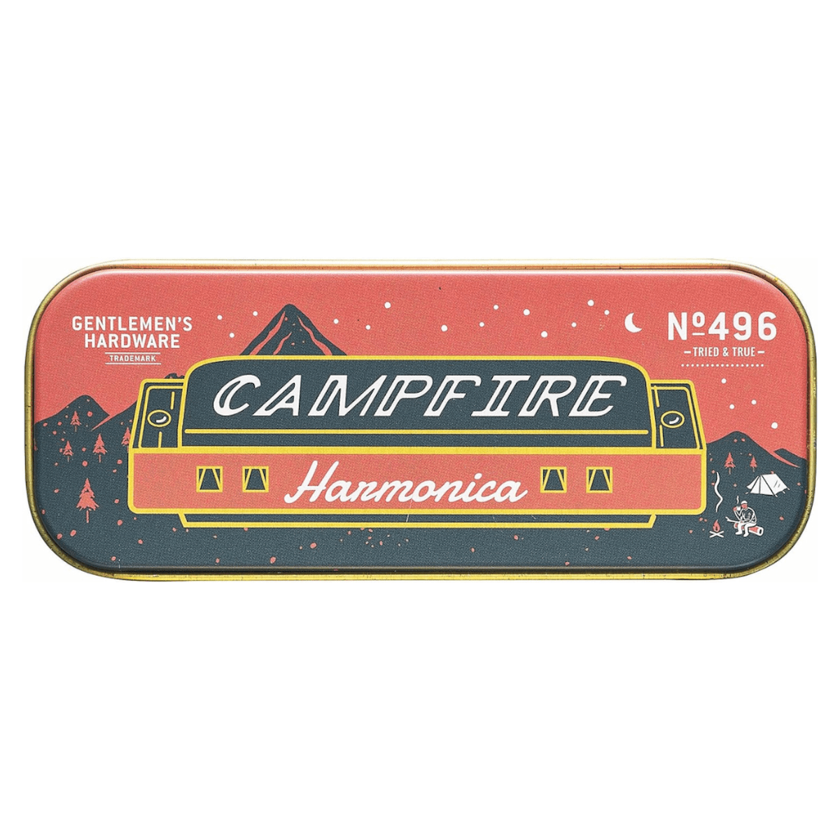 Gentlemen's Hardware Novelty Gifts Campfire Harmonica in Gift Tin