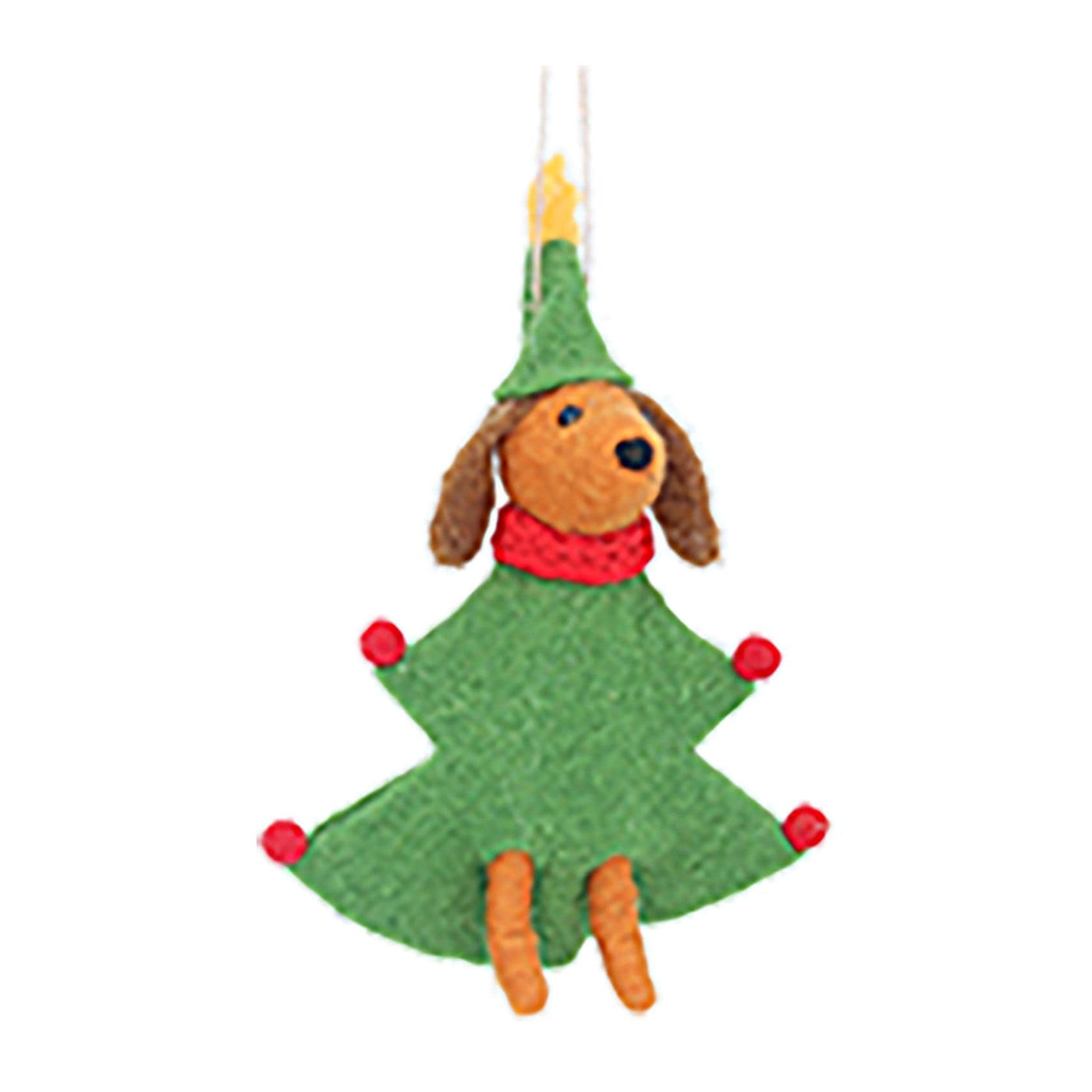 Gisela Graham Christmas Christmas Decorations Felt Dog with Tree Christmas Decoration