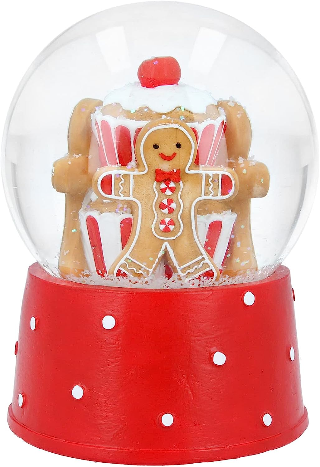 Gisela Graham Christmas Glassware, Snow Globes Gingerbread and Cupcake Christmas Snow Globe