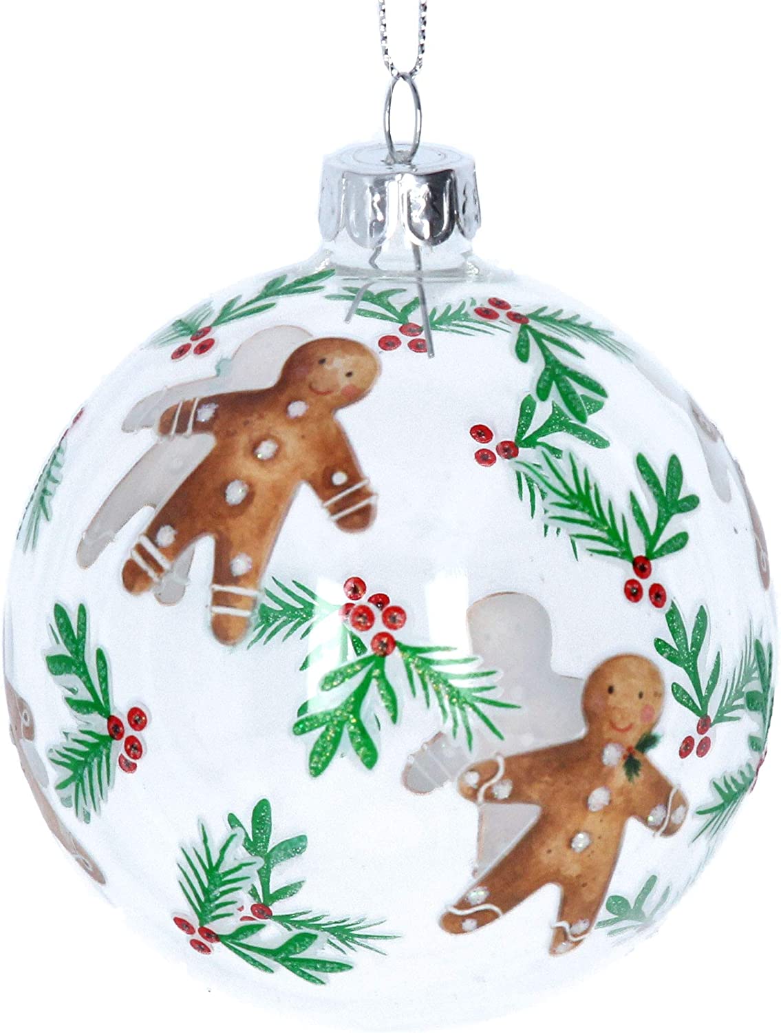Gisela Graham Christmas Christmas Decorations Gingerbread Design Glass Christmas Tree Bauble