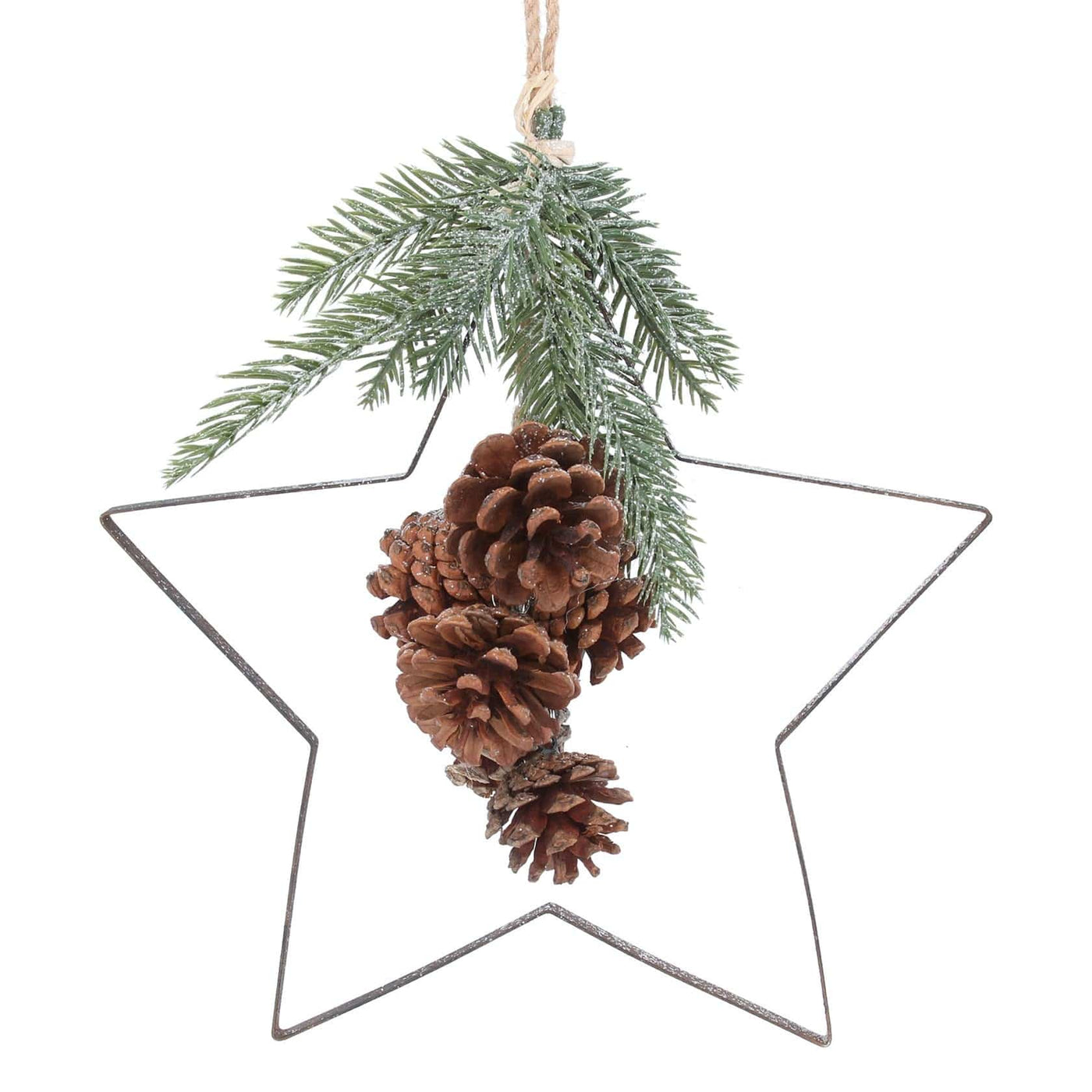 Gisela Graham Christmas Christmas Decorations Metal Star with Pinecones Hanging Christmas Decoration