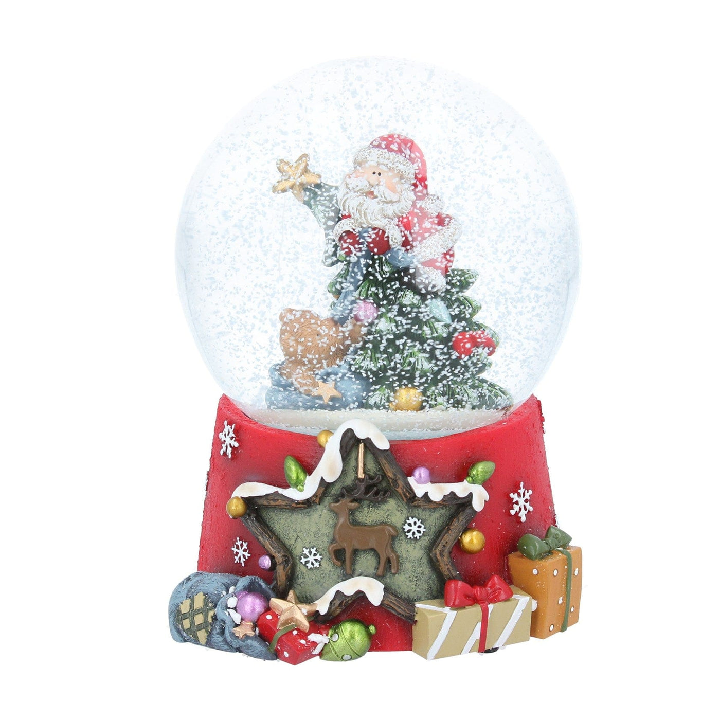 Gisela Graham Christmas Snow Globes, Christmas Decorations Santa on Christmas Tree Musical Snow Globe