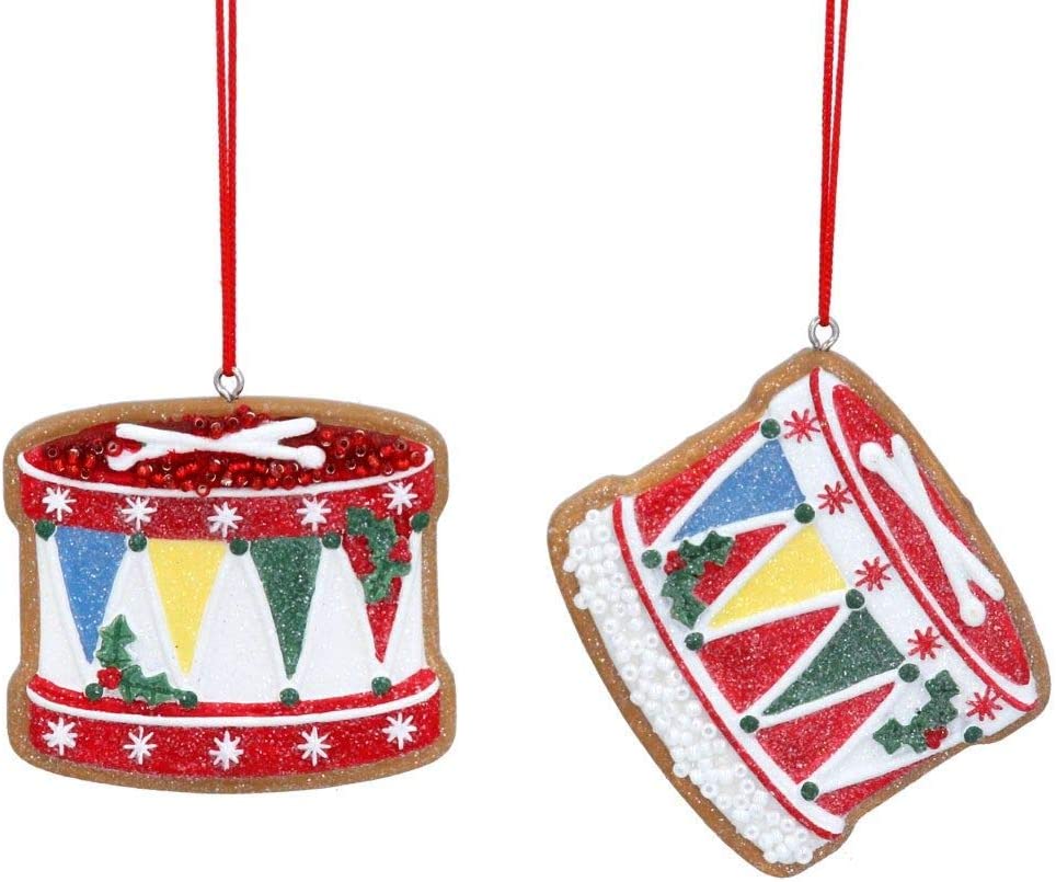 Gisela Graham Christmas Christmas Decorations Set of 2 Gingerbread Drum Christmas Tree Decorations