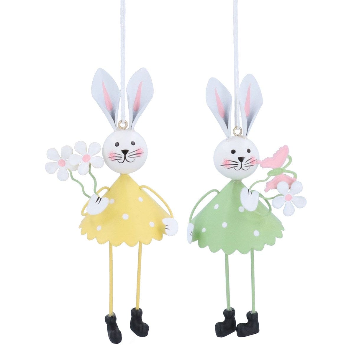 Gisela Graham Easter Easter Decorations Set of 2 Tin Rabbit Easter Decorations