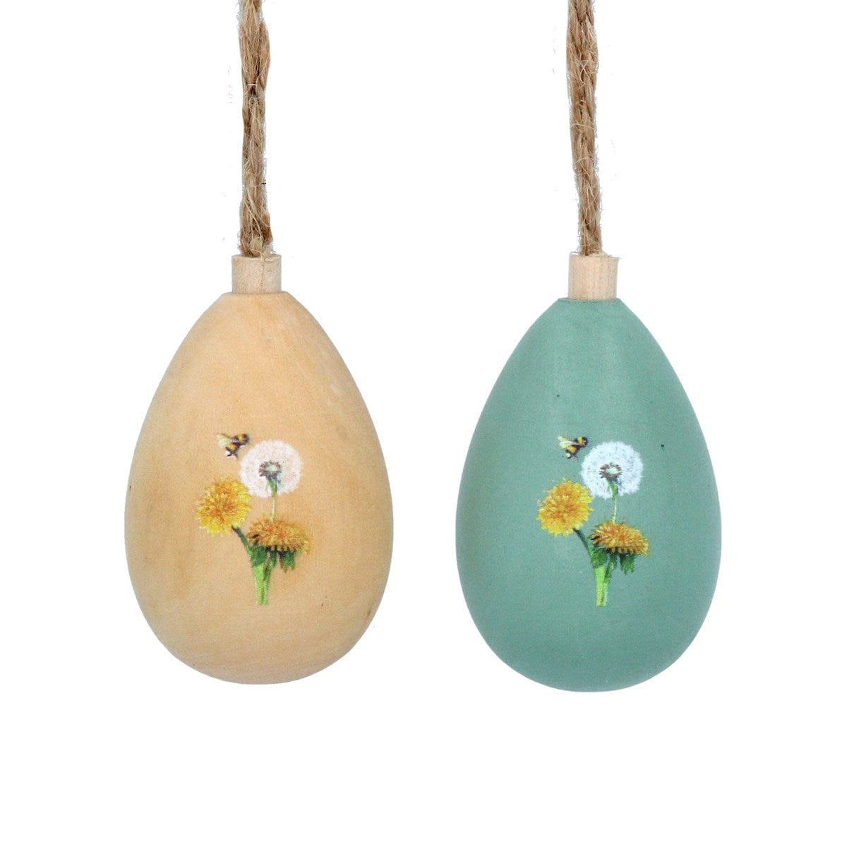Gisela Graham Easter Easter Decorations Set of Two Wooden Dandelion and Bee Easter Egg Decorations