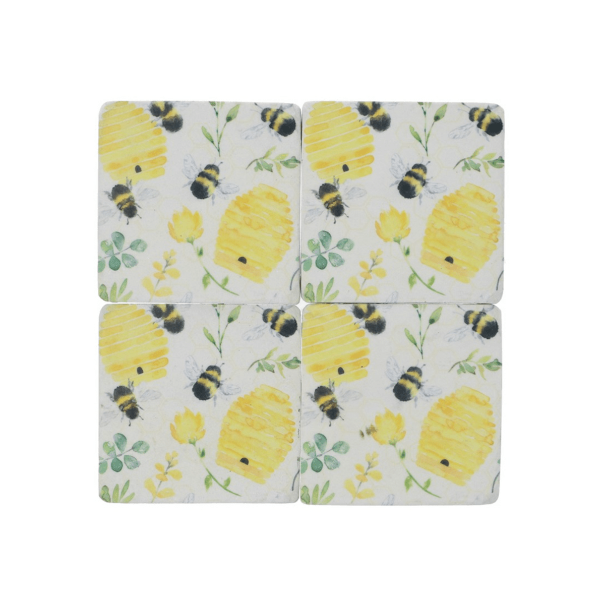 Gisela Graham Coasters & Placemats Set of Four Bumblebee Resin Coasters