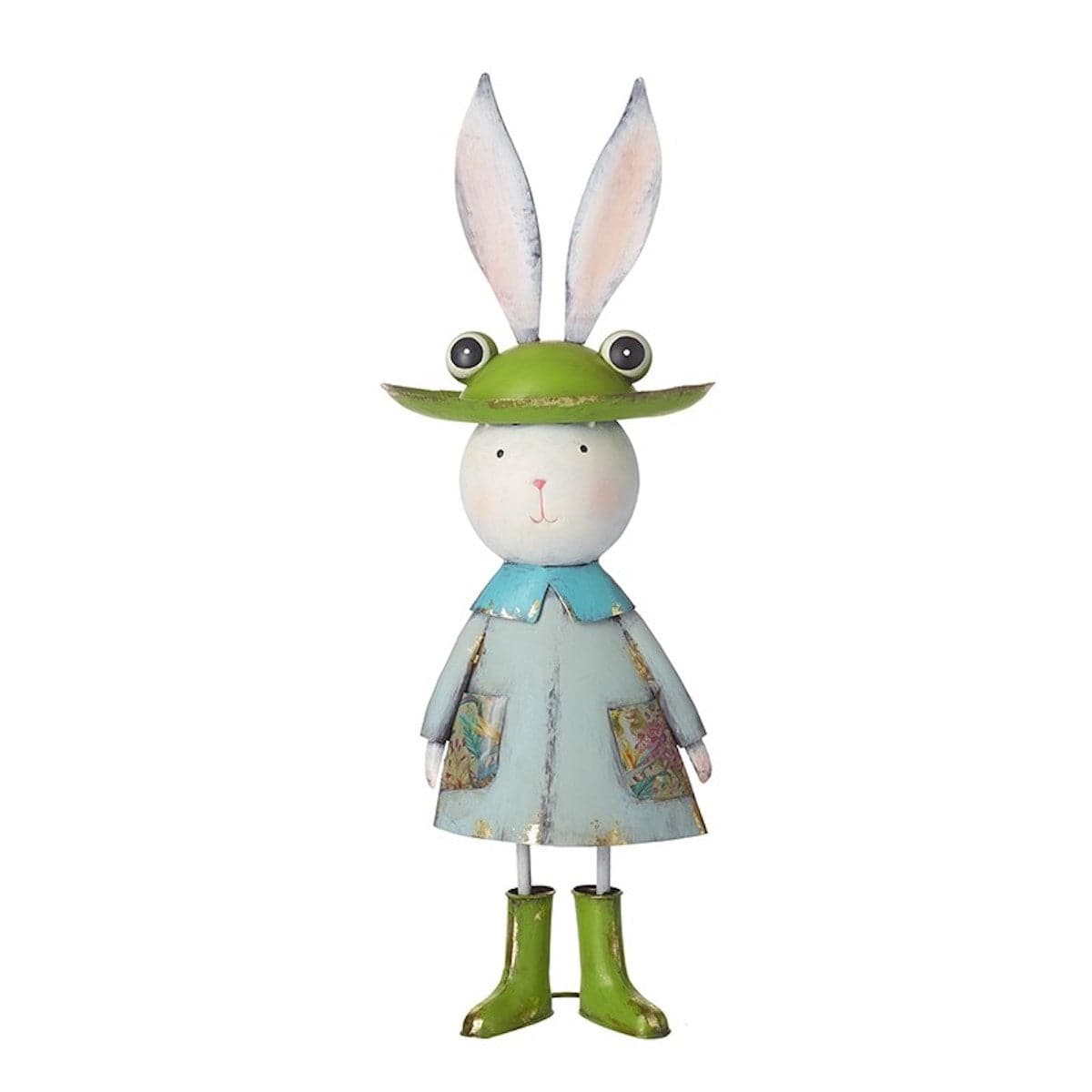Heaven Sends Home accessories Metal Rabbit in Frog Hat Ornament