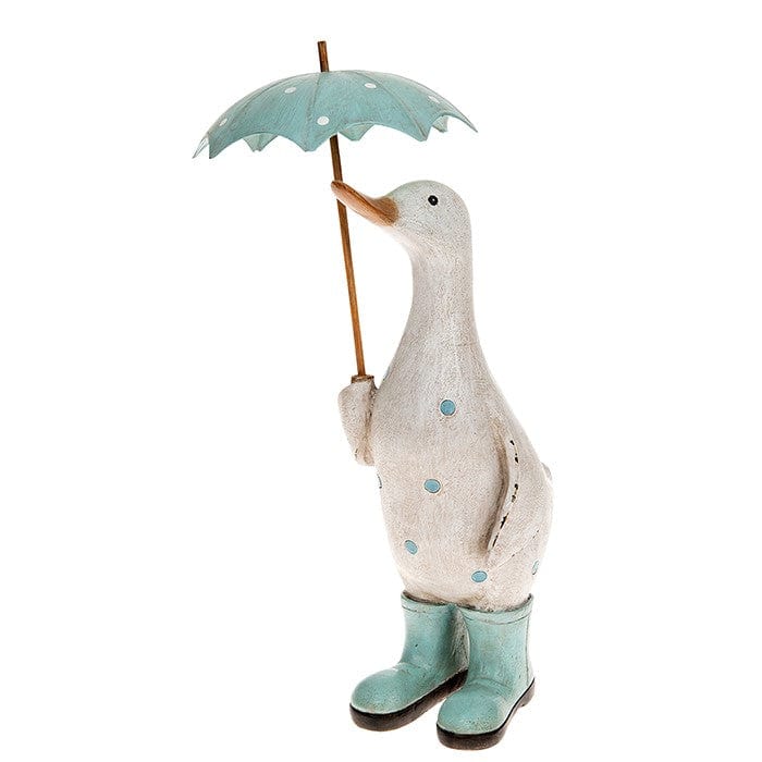 Joe Davies Ornaments Large Aqua Duck with Spotty Umbrella Ornament