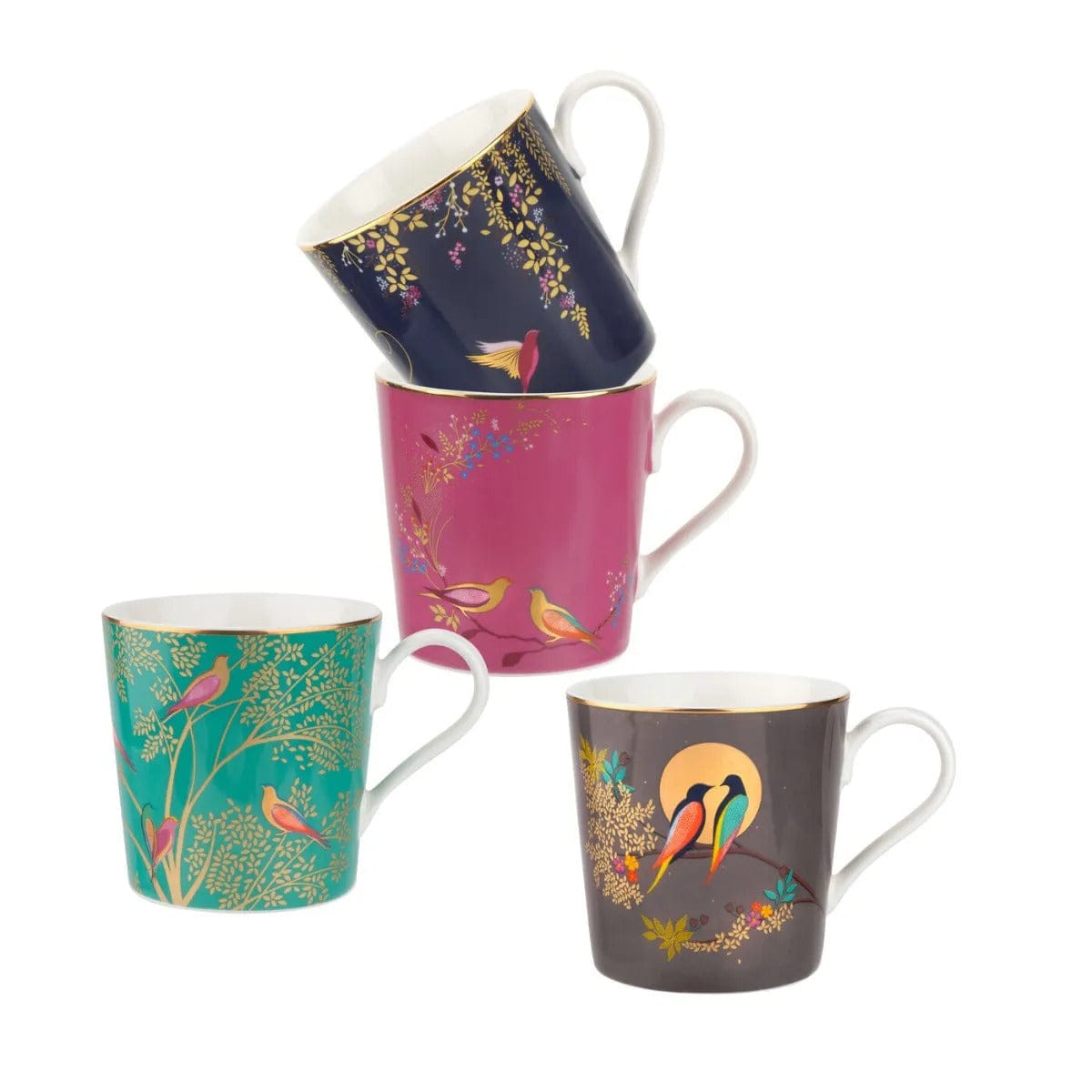 Sara Miller Mugs & Drinkware Set of 4 Porcelain Chelsea Bird Mugs in Gift Box