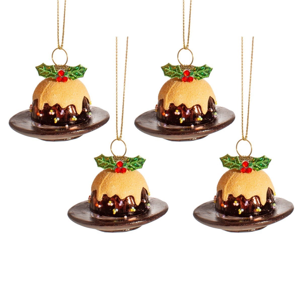 Sass & Belle Christmas Decorations Set of 4 Christmas Pudding Decorations