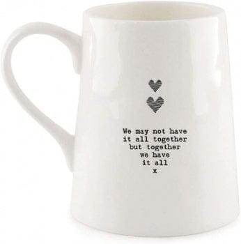 East of India Mugs & Drinkware Two Hearts Together White Porcelain Mug