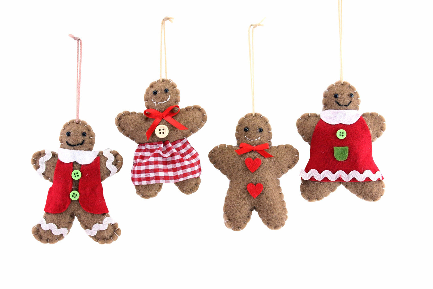 Gisela Graham Christmas Christmas Decorations Felt Gingerbread Boy & Girl Christmas Tree Decorations