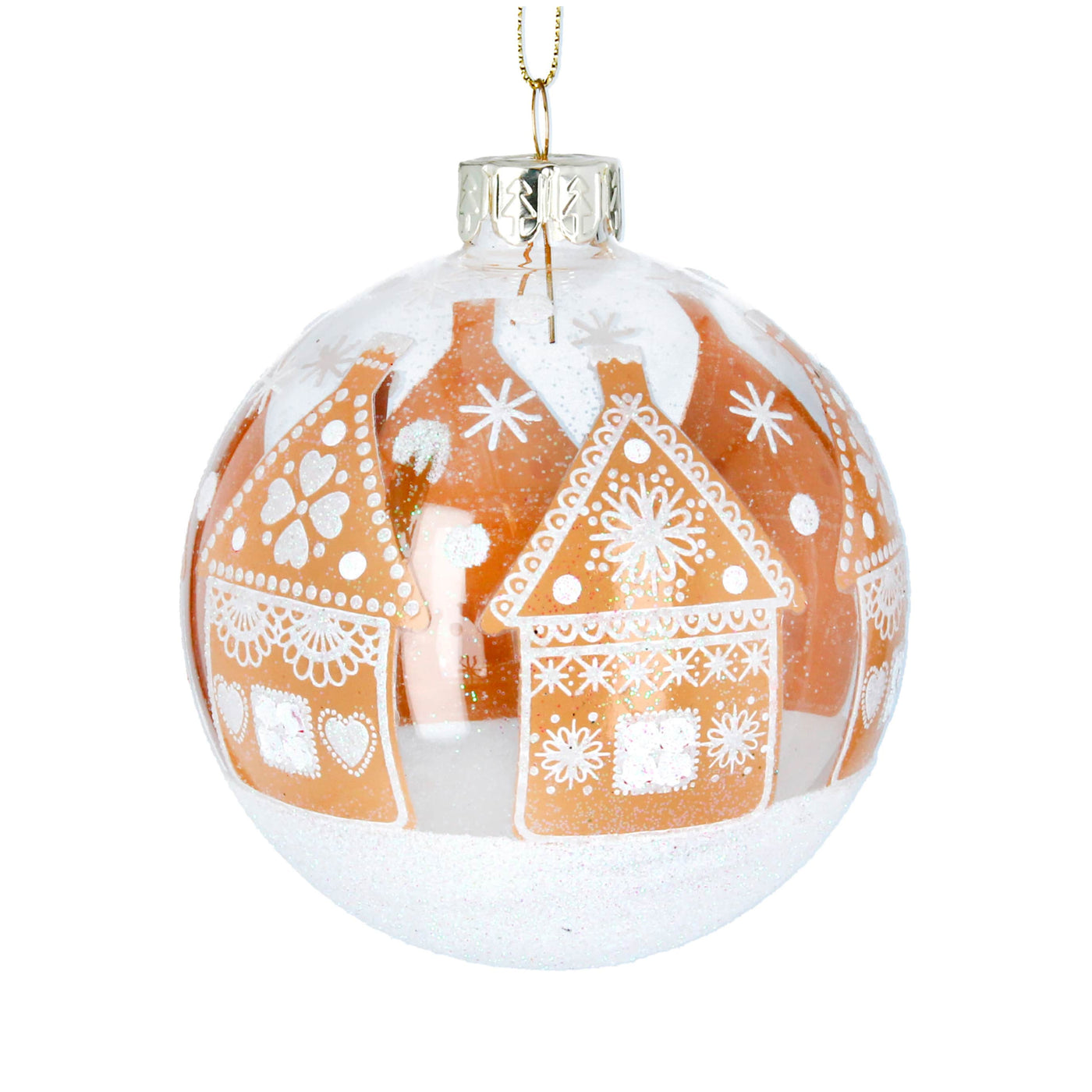 Gisela Graham Christmas Christmas Decorations Snowy Gingerbread Glass Baubles