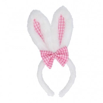 Gisela Graham Easter Easter Decorations Fluffy Bunny Ears with Pink Bow Easter Headband