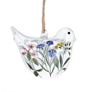 Gisela Graham Easter Easter Decorations Wild Flower Design Glass Bird Easter Decoration