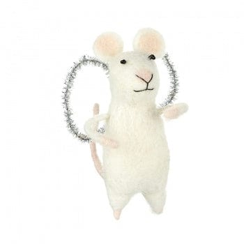 Heaven Sends Christmas Christmas Decorations Felt White Mouse with Sparkly Angel Wings