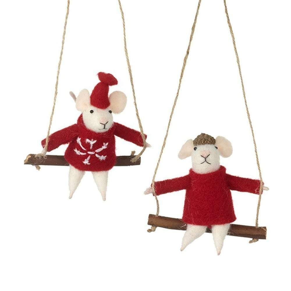 Heaven Sends Christmas Christmas Decorations Set of 2 Hanging Mice Decorations