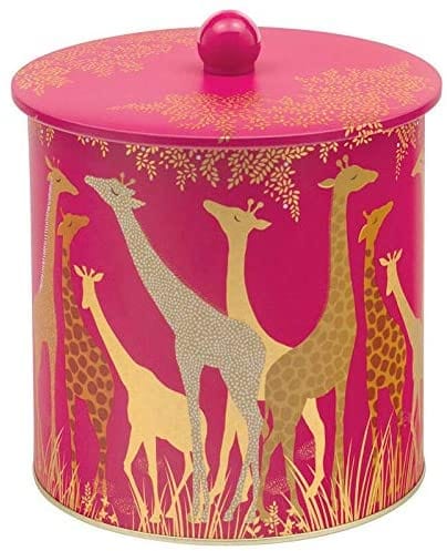 Sara Miller Storage Tin Pink Giraffe Design Biscuit Barrel Storage Tin