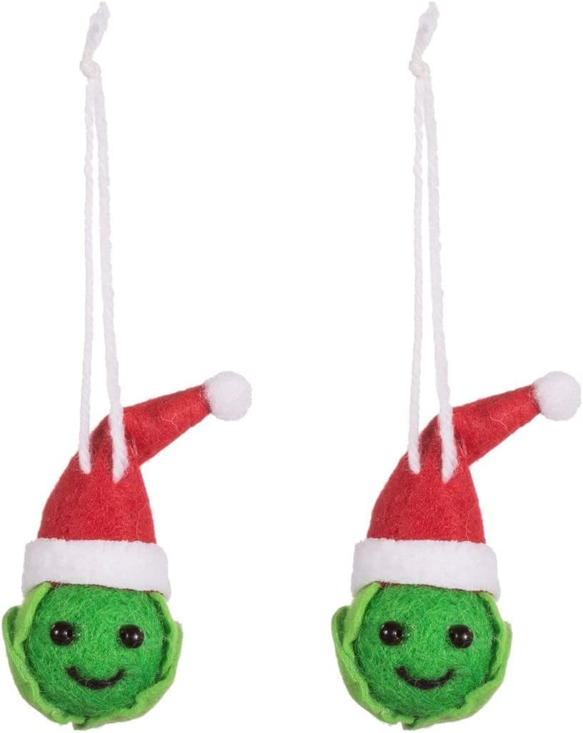 Sass & Belle Christmas Christmas Decorations Set of 2 Felt Brussel Sprout Christmas Tree Decorations
