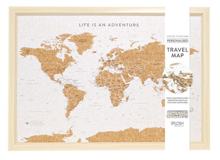 Splosh Gifts Travel Accessories Personalised White Travel Map - Track your Travels