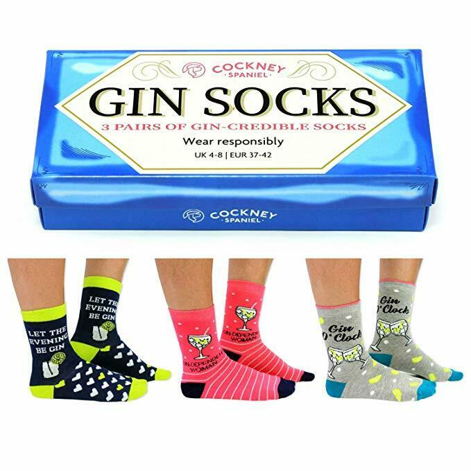 United Odd Socks Socks Boxed Set of 3 Novelty Gin Socks