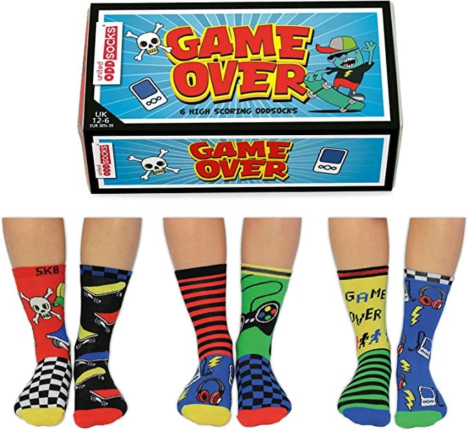 United Odd Socks Socks Game Over Gaming Children's Oddsocks - Size 12-6