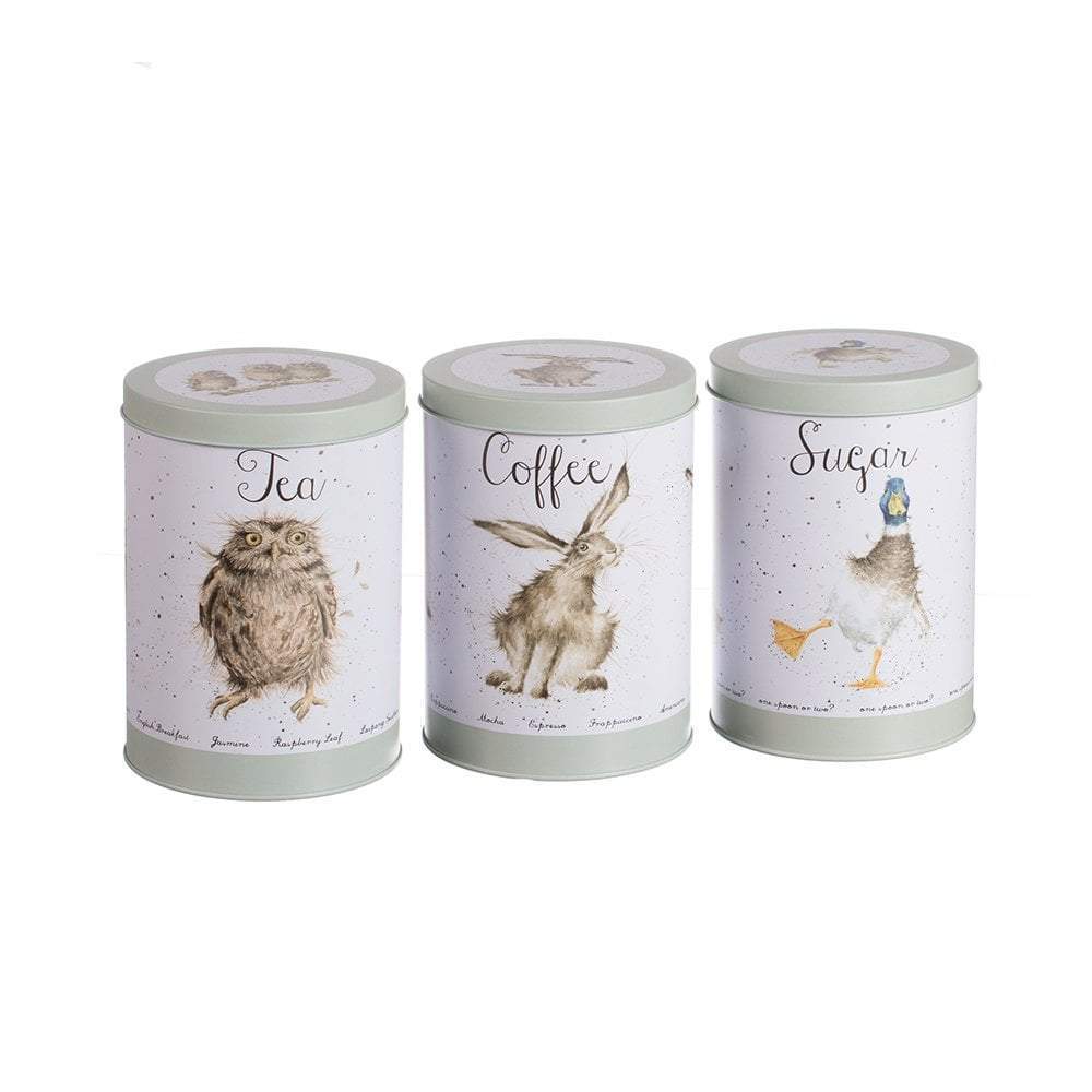 Wrendale Designs Jugs Illustrated Matte Green Set of 3 Tea, Coffee, Sugar Storage Canisters