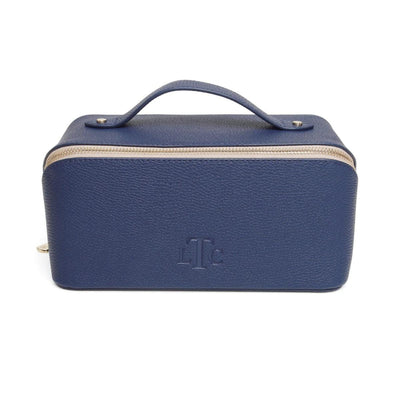 Alice Wheeler Wash & Make Up Bags Navy Faux Leather Foldable Makeup Train Case - Choice of Colour