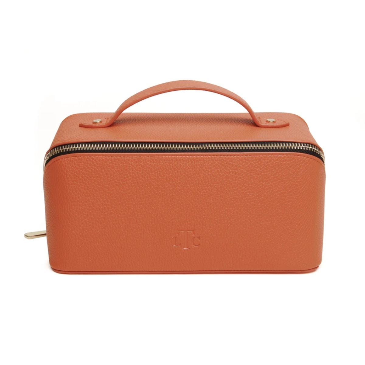 Alice Wheeler Wash & Make Up Bags Orange Faux Leather Foldable Makeup Train Case - Choice of Colour