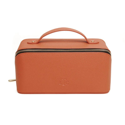 Alice Wheeler Wash & Make Up Bags Orange Faux Leather Foldable Makeup Train Case - Choice of Colour