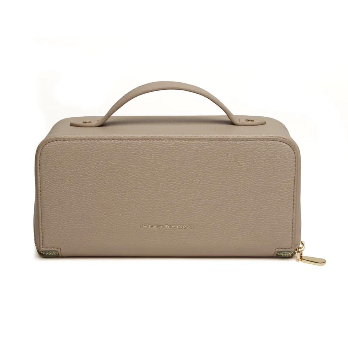 Alice Wheeler Wash & Make Up Bags Stone Faux Leather Foldable Makeup Train Case - Choice of Colour