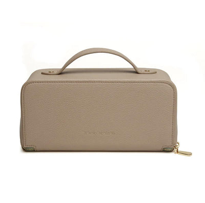 Alice Wheeler Wash & Make Up Bags Stone Faux Leather Foldable Makeup Train Case - Choice of Colour
