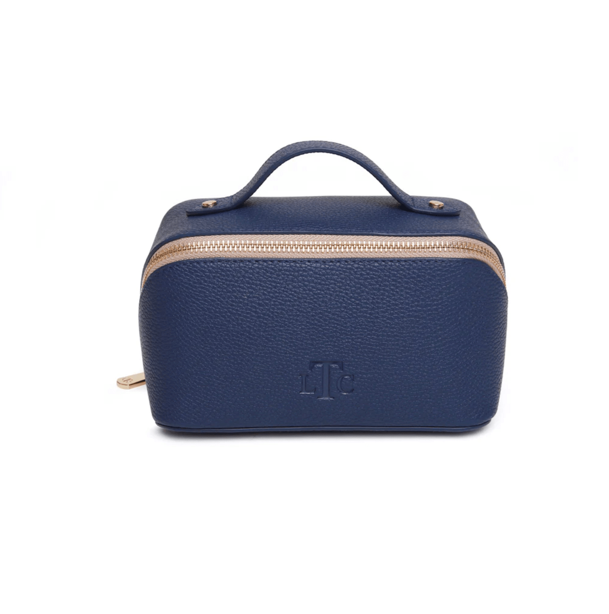 Alice Wheeler Wash & Make Up Bags Navy Mini Faux Leather Foldable Makeup Train Case - Choice of Colour