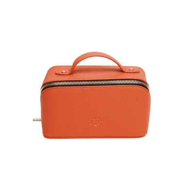 Alice Wheeler Wash & Make Up Bags Orange Mini Faux Leather Foldable Makeup Train Case - Choice of Colour