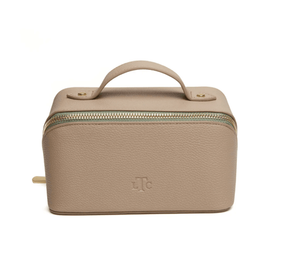 Alice Wheeler Wash & Make Up Bags Stone Mini Faux Leather Foldable Makeup Train Case - Choice of Colour