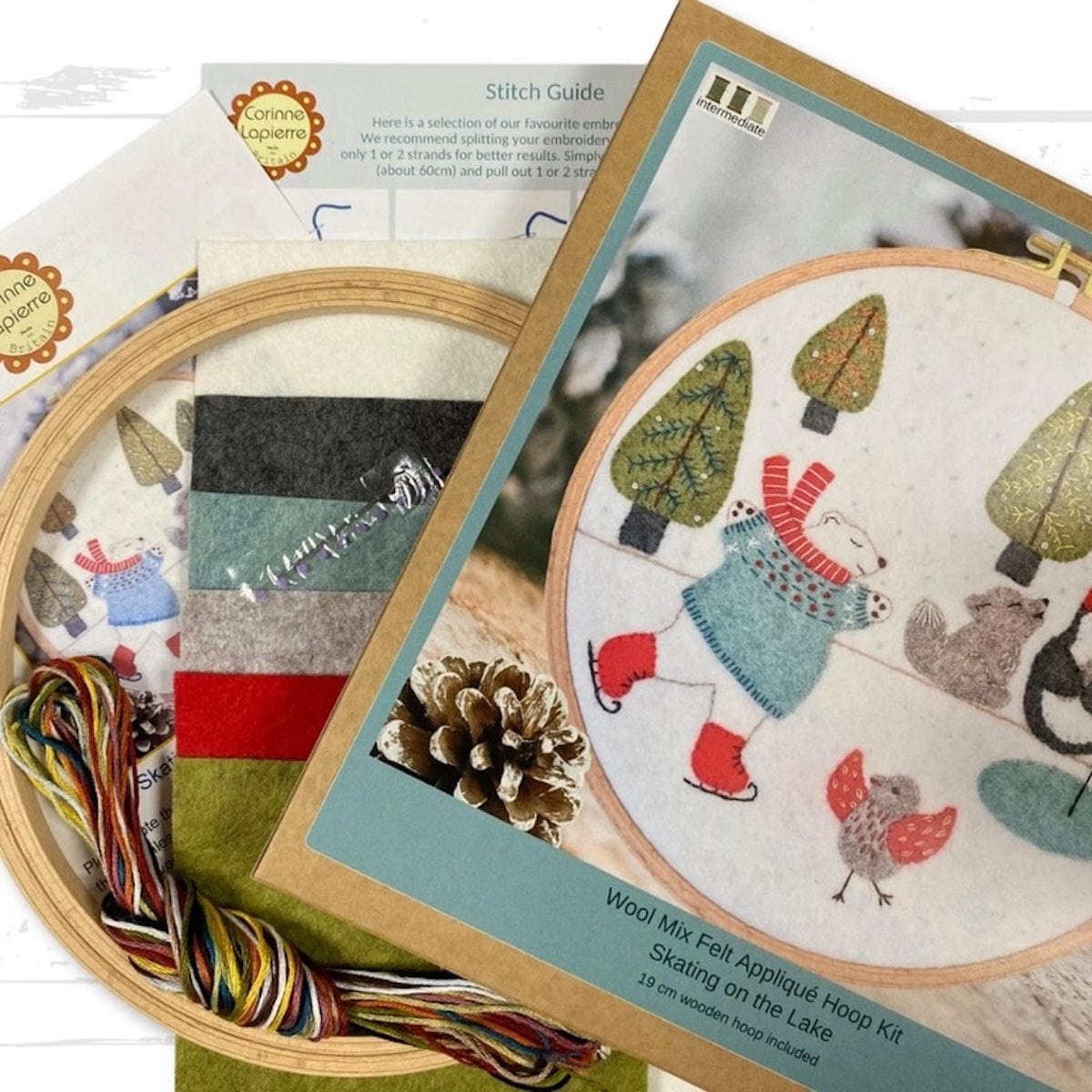 Corinne Lapierre Craft Sets Wool Mix Felt Applique Hoop Kit Skating On The Lake