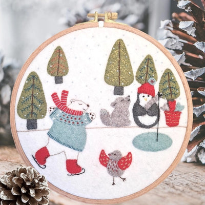 Corinne Lapierre Craft Sets Wool Mix Felt Applique Hoop Kit Skating On The Lake