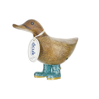 DCUK Ornaments Teal Disco Wooden Duckys - Choice of Colour