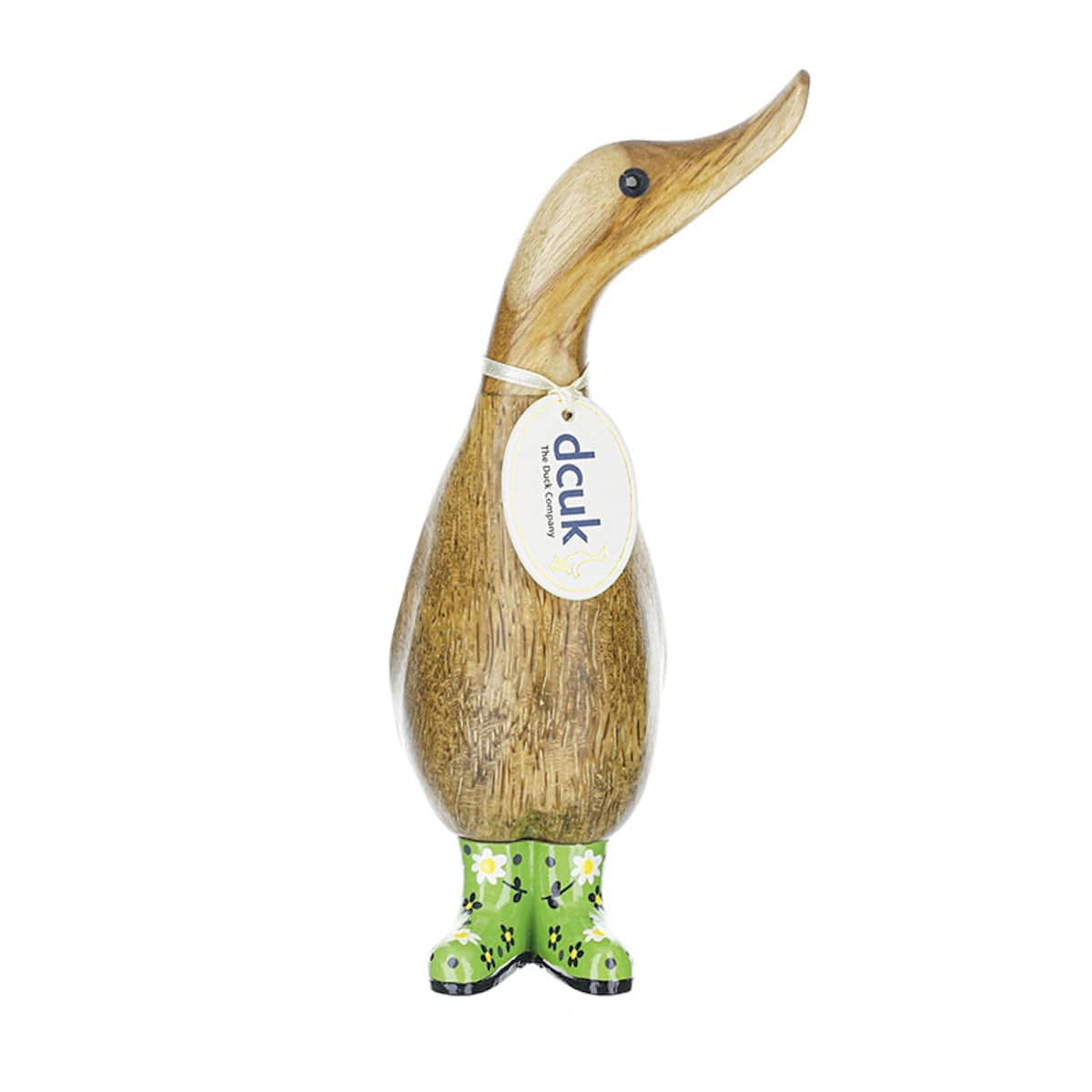 DCUK Ornaments Green Floral Welly Boots Wooden Ducklings - Choice of Colour