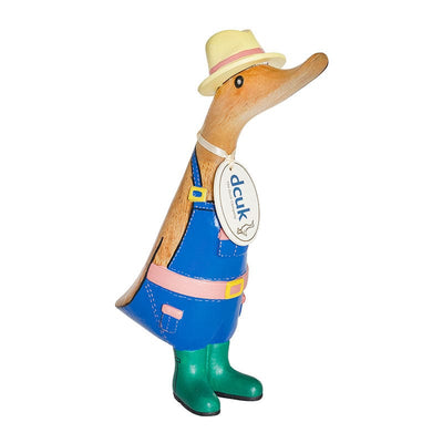 DCUK Ornaments Blue Dungaree Gardening Wooden Ducks - Choice of Design