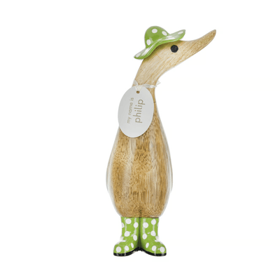 DCUK Ornaments Green Spotty Hat and Wellies Duckling - Choice of Colour