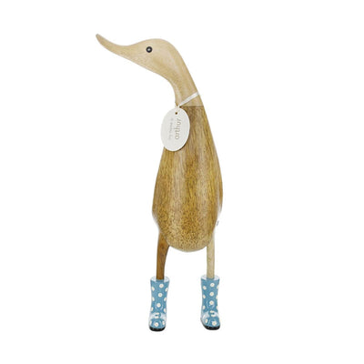 DCUK Ornaments Blue Spotty Welly Large Wooden Ducklet - Choice of Colour