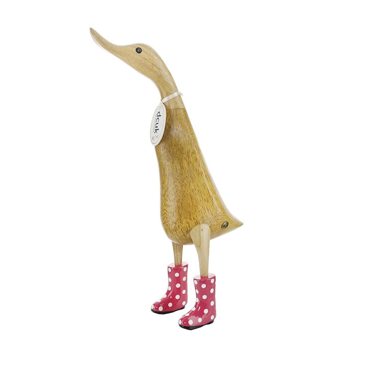 DCUK Ornaments Pink Spotty Welly Large Wooden Ducklet - Choice of Colour