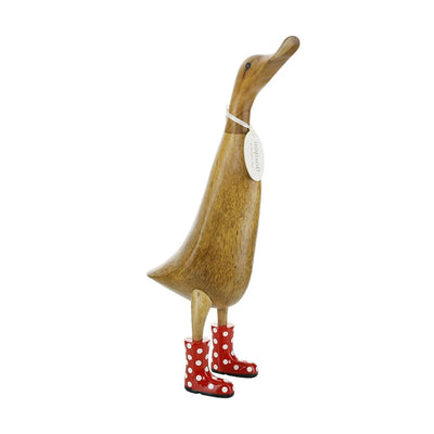 DCUK Ornaments Red Spotty Welly Large Wooden Ducklet - Choice of Colour