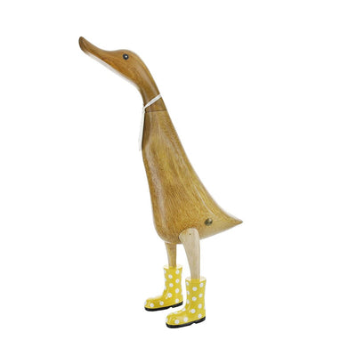 DCUK Ornaments Yellow Spotty Welly Large Wooden Ducklet - Choice of Colour