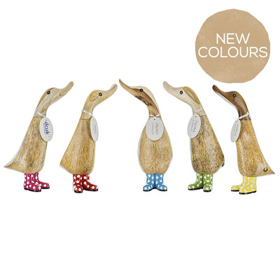 DCUK Ornaments Spotty Welly Medium Wooden Duckling - Choice of Colour
