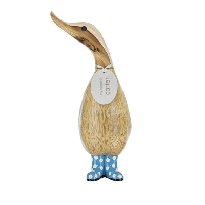 DCUK Ornaments Blue Spotty Welly Medium Wooden Duckling - Choice of Colour