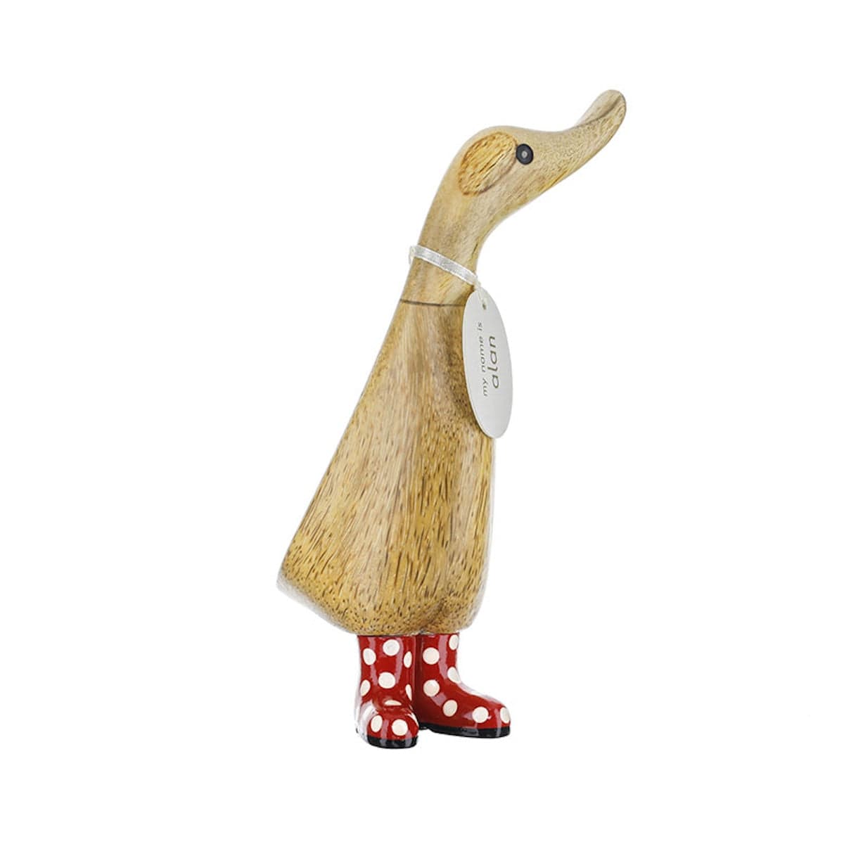 DCUK Ornaments Red Spotty Welly Medium Wooden Duckling - Choice of Colour