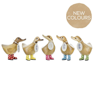 DCUK Ornaments Spotty Welly Small Wooden Ducky - Choice of Colour